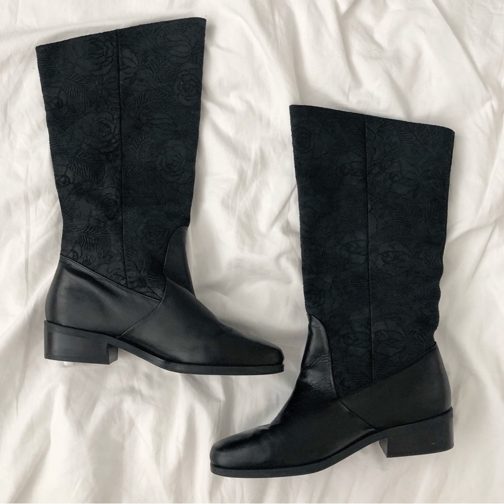 Markon Black Leather Heeled Boots